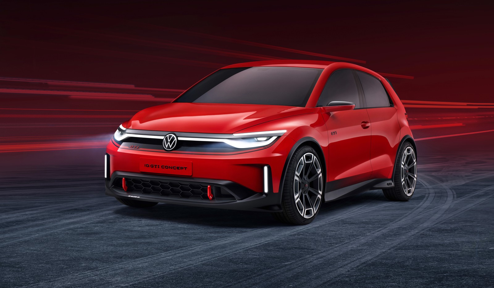 El suv conceptual volkswagen idx se muestra en una luz roja (concepto volkswagen id gti, volkswagen id gti concept, 2023, 5k, 8k)