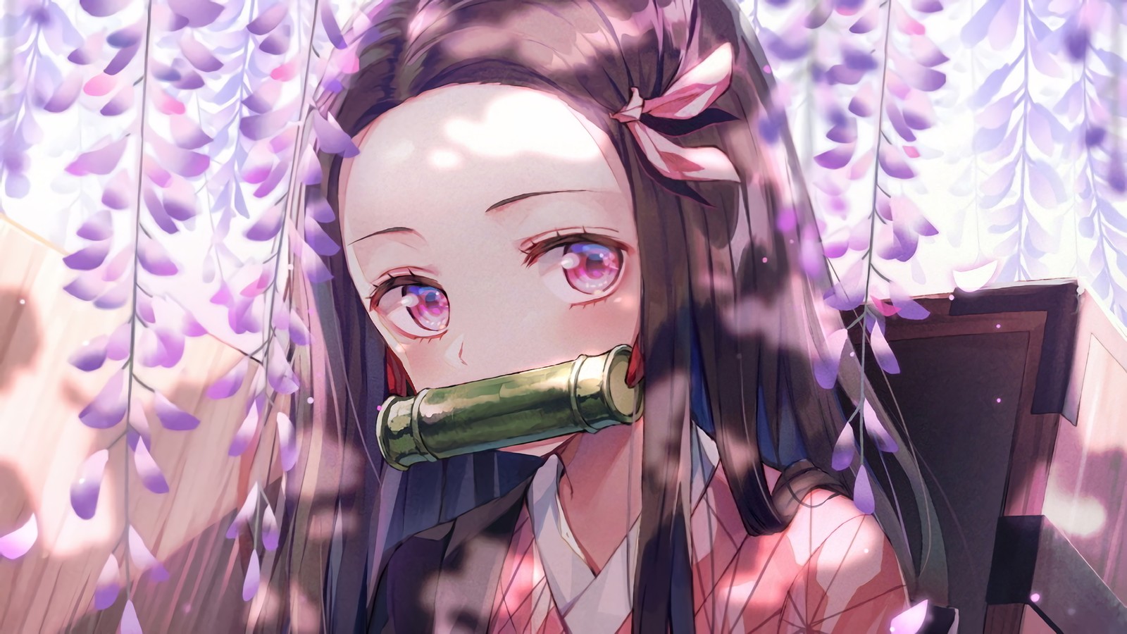 Скачать обои nezuko kamado, убийца демонов кимэцу но яиба, demon slayer kimetsu no yaiba, аниме, anime