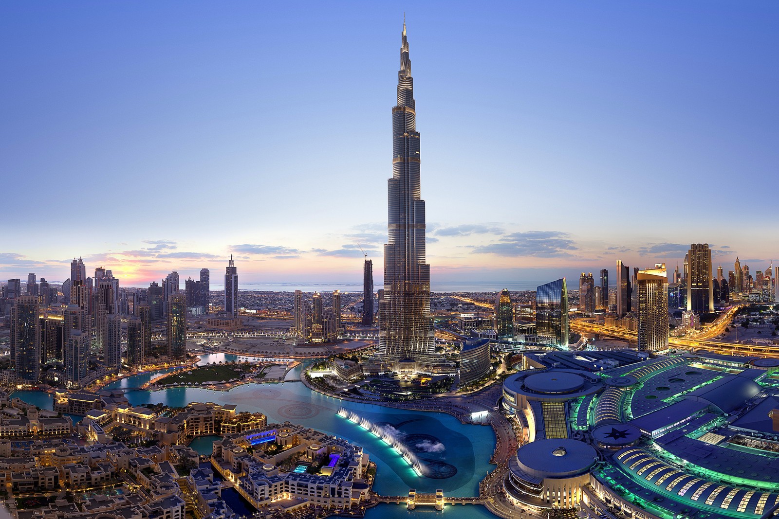 Скачать обои burj khalifa, панорама, дубай, dubai, городской пейзаж