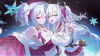 Веселое праздничное празднование с персонажами Azur Lane