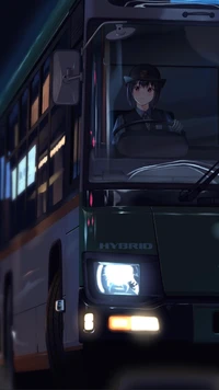 Nighttime Bus with Driver in Hybrid Model