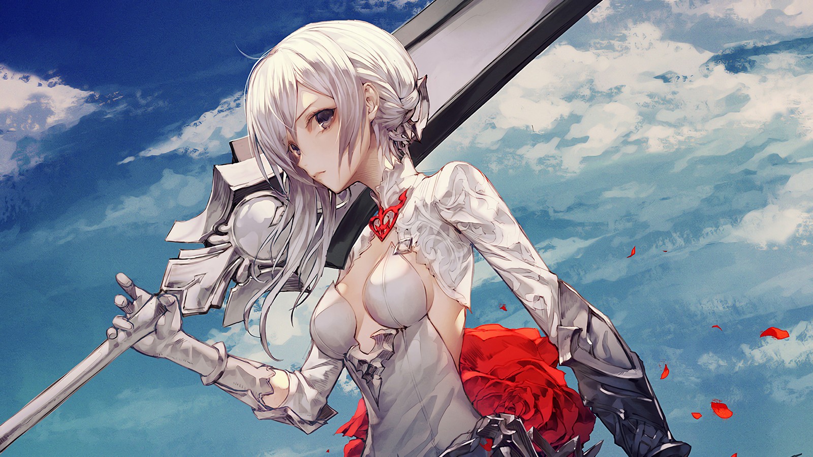 anime, girls, warrior, sword wallpaper