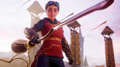 Quidditch Champion in Action: A Dynamic Character from the Harry Potter Video Game