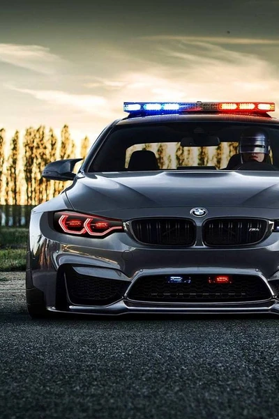 bmw, coche, policía