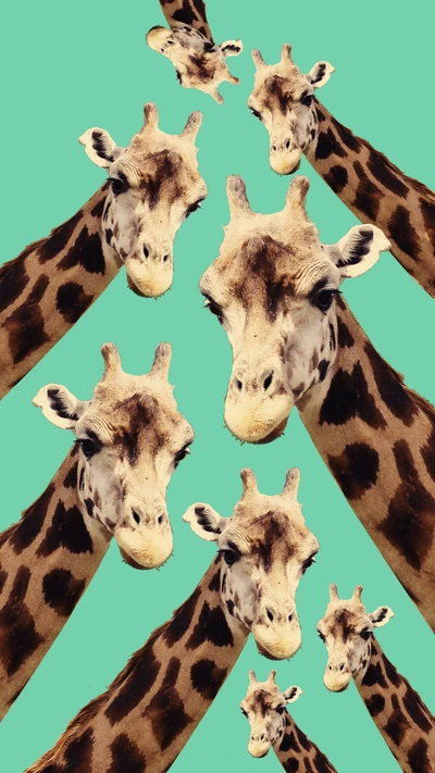 Funky Giraffe Collage: Ein Verspielter Mix aus dem Charme der Natur