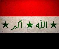 Iraqi Flag Featuring Green Stars and Arabic Inscription