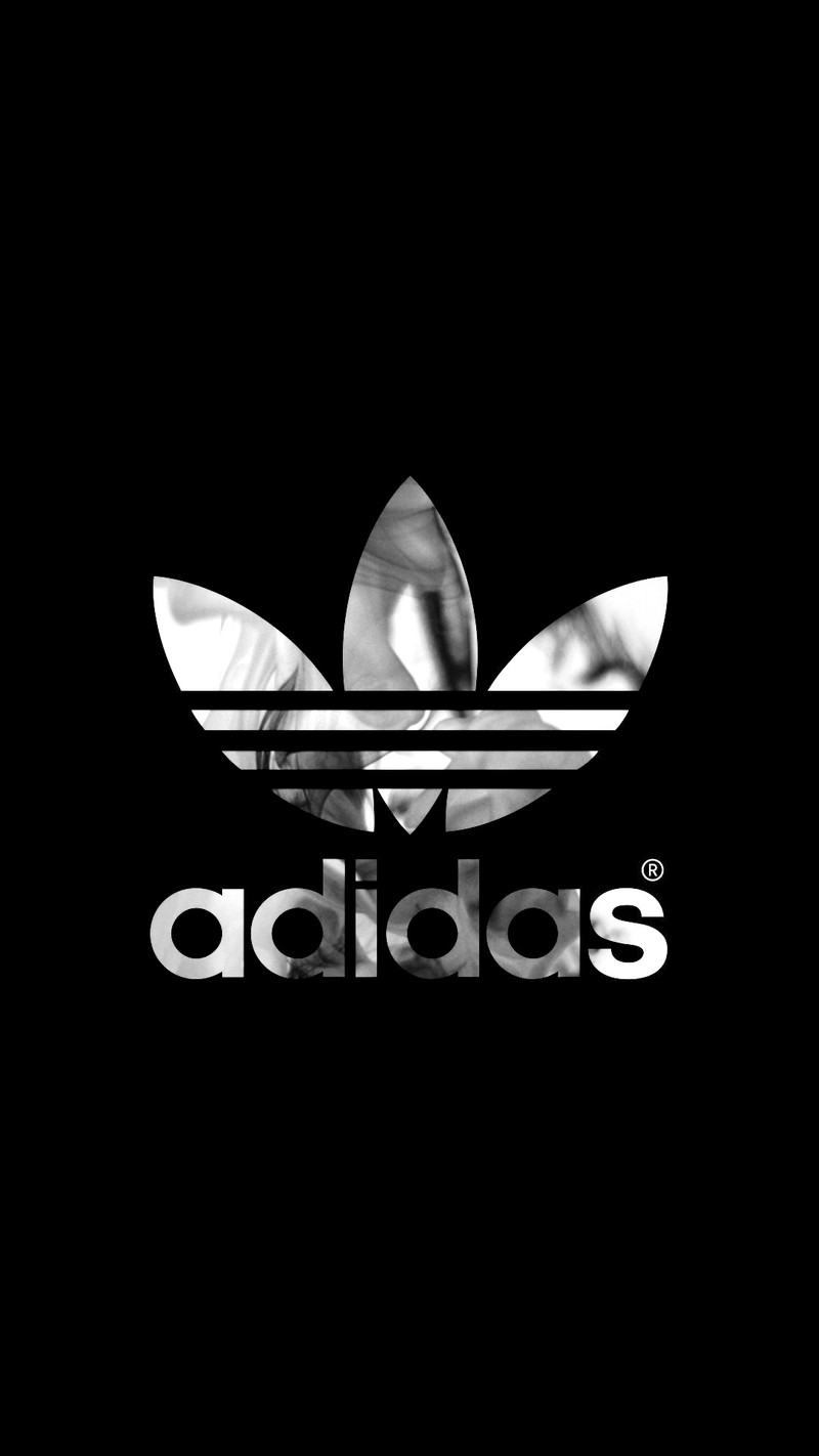 Логотип adidas на черном фоне (чёрный, чернила, дым)