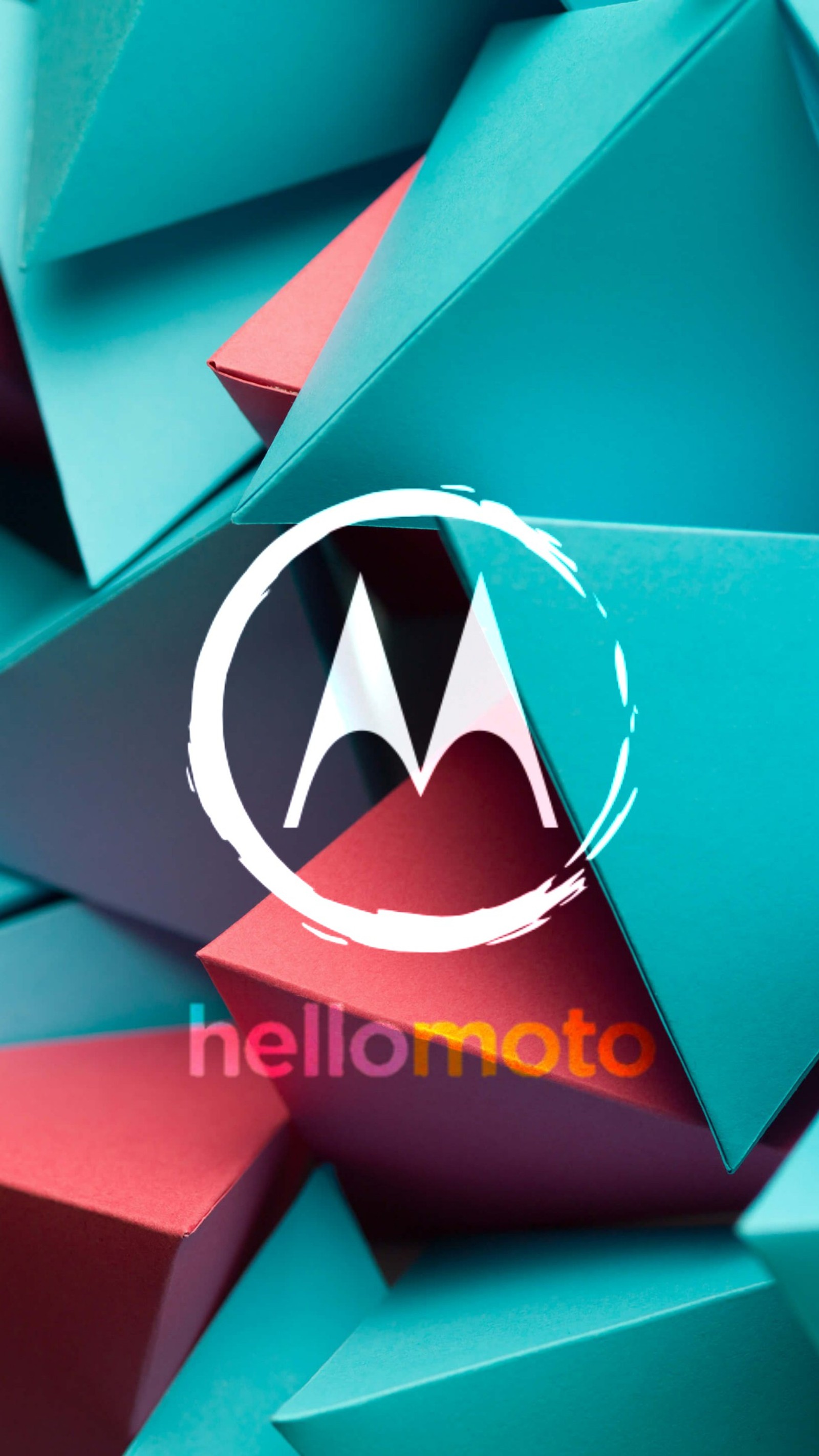 Logo motorola sur un fond de triangles bleus et rouges (or, hd, motorola)