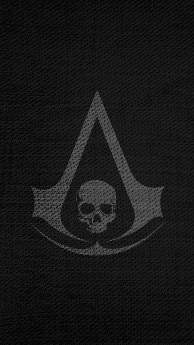 Emblem von Assassin's Creed IV: Black Flag mit Totenkopf und ikonischem Logo