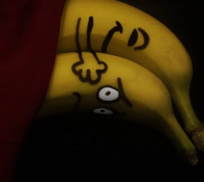 Comédia abstrata: Bananas fofas em uma cama de humor