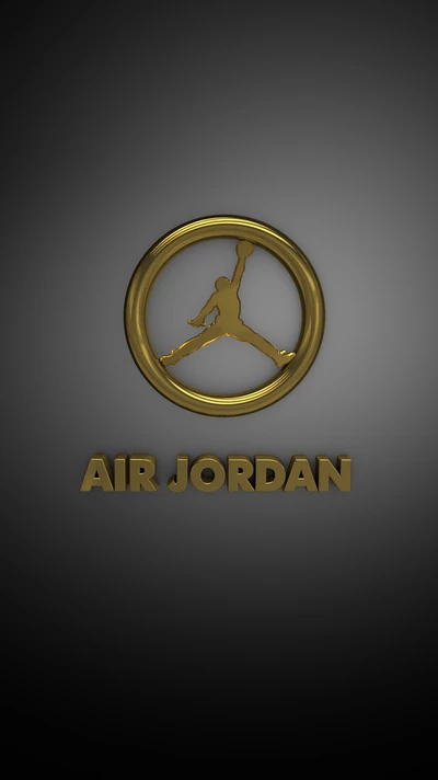 Logotipo Air Jordan dourado em um fundo escuro.