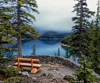 alone, chair, lake wallpaper