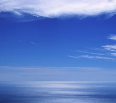 Vaste ciel bleu reflétant des eaux tranquilles