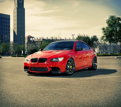 Modifizierter BMW M3 E92 Coupé in Rot mit Tuning-Verbesserungen