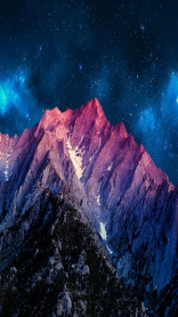 ciel sombre, montagne, violet, étoiles