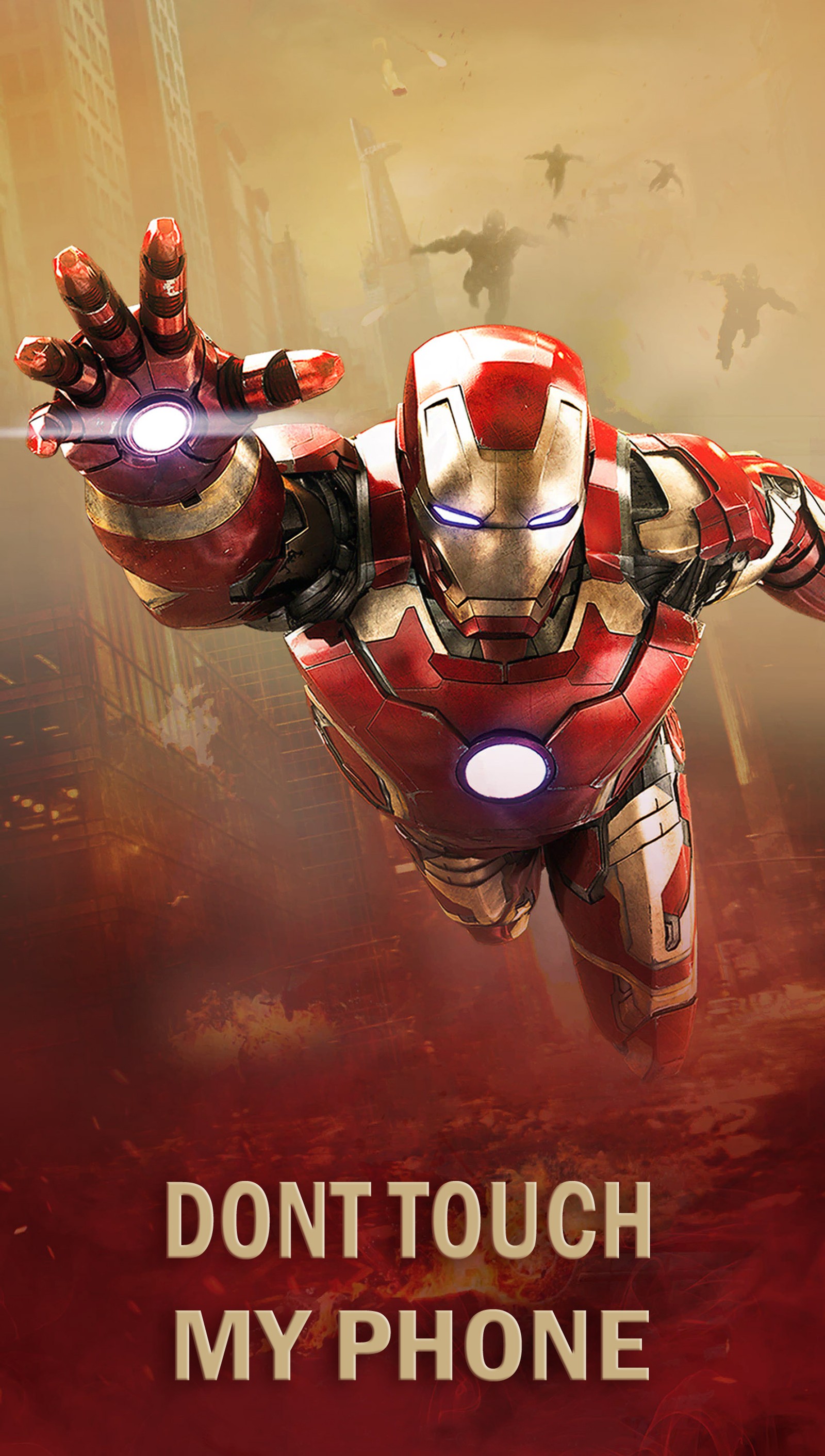 Avengers war machine with text don't touch my phone (entertainment, hero, iron, man, movie)