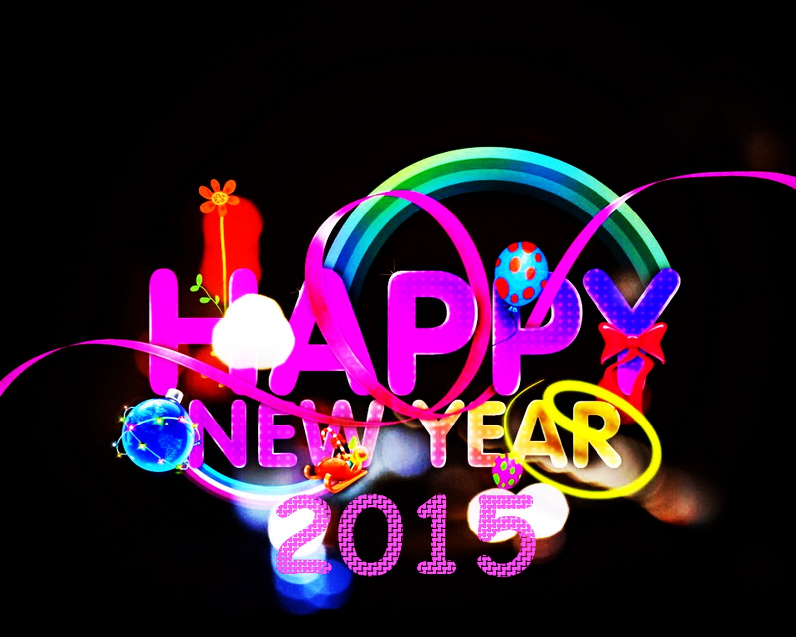 A close up of a neon sign with a black background (2015, happy, new, year)