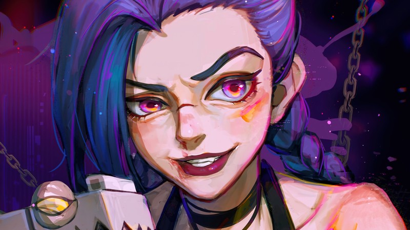 Крупный план человека, держащего мобильный телефон в руке (джинкс, jinx, улыбка, lol, league of legends)