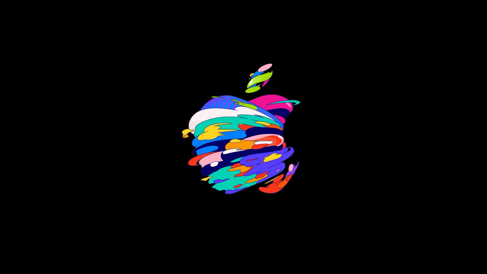 Papéis de parede do logotipo da apple, papéis de parede hd, papéis de parede hd (logotipo da apple, mac, fundo preto, colorido, amoled)