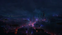 cyberpunk, ville, nuit, paysage, science fiction