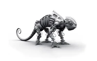 Monochromer Robotischer Tyrannosaurus: Eine Fusion von Maschine und Dinosaurier