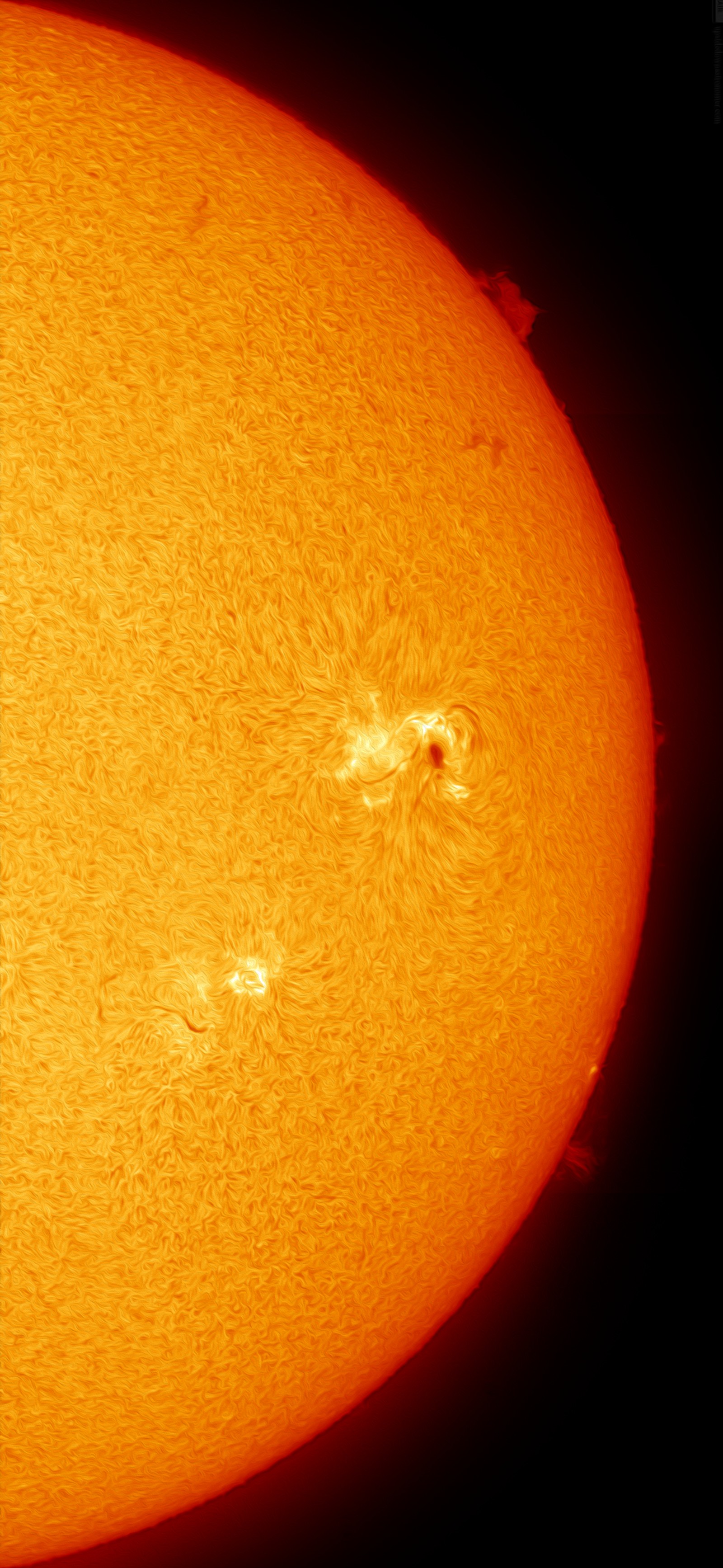 Un gros plan du soleil avec une petite quantité de lumière (ambre, fruit, orange, objeto astronomique, soleil)