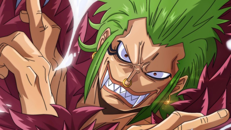 Крупный план человека с зелеными волосами (бартоломей, bartolomeo, ван пис, one piece, аниме)