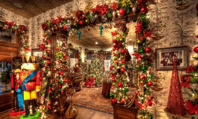 Festively Decorated Living Room for Christmas Celebration