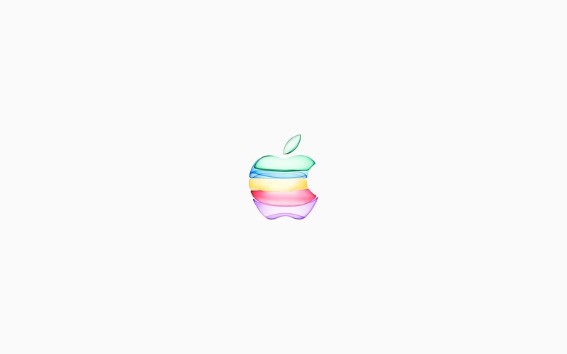 Изображение цветного логотипа apple на белом фоне (macbook, яблоко, iphone, iphone 11, айфон xr)