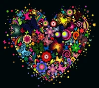 abstract floral, background, heart vector, multicolored