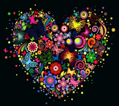 floral abstrait, arrière plan, heart vector, multicolore