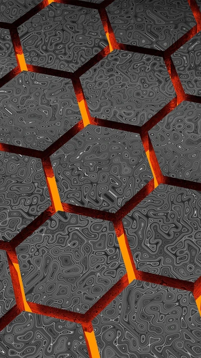 3D abstraktes hexagonales Muster mit beleuchteten Kanten