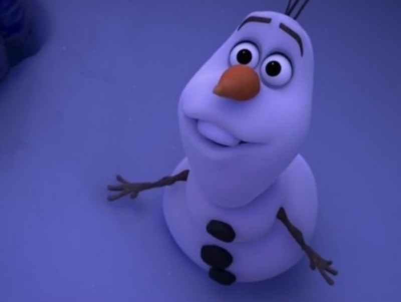 Крупный план снеговика с красным носом (мультфильм, холодное сердце, frozen, olaf, снег)