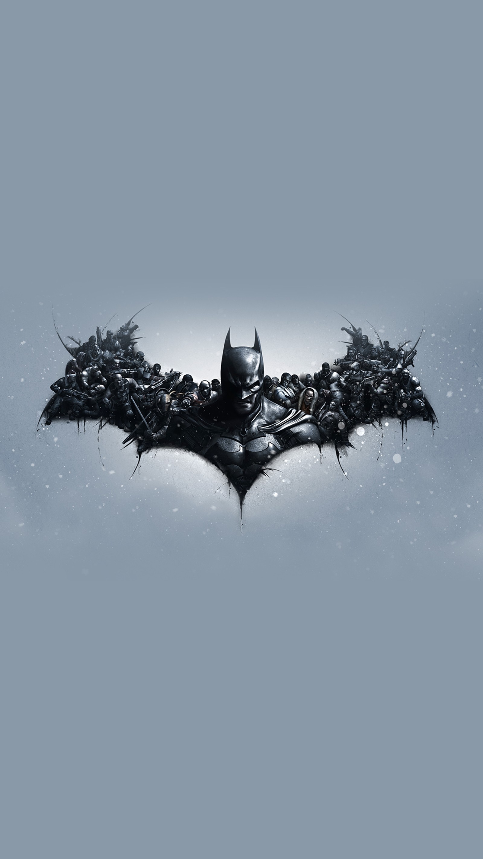 Logo de batman sur un fond bleu avec de la neige (batman, galaxie, hd, s6)