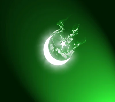 flag, green, indepence, moon, nice