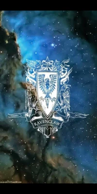 Brasão de Ravenclaw contra um fundo estrelado