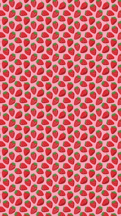 Vibrant Strawberry Pattern on Pink Background