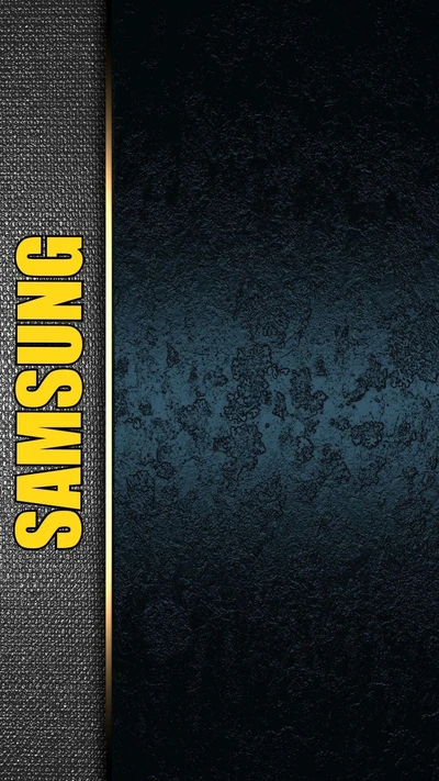 Samsung-Logo auf strukturiertem blauem und goldenem Hintergrund