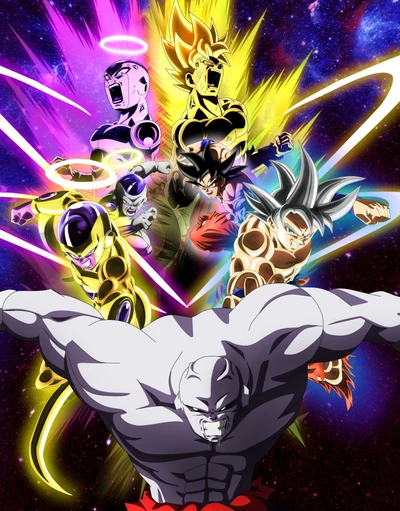 dragon ball super, jiren, goku, freeza, dorado