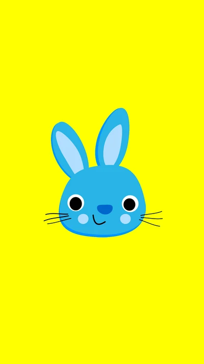 Joli lapin bleu sur un fond jaune vif.