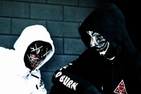 persons in mask, sweatshirt, black mask, anonymous, white