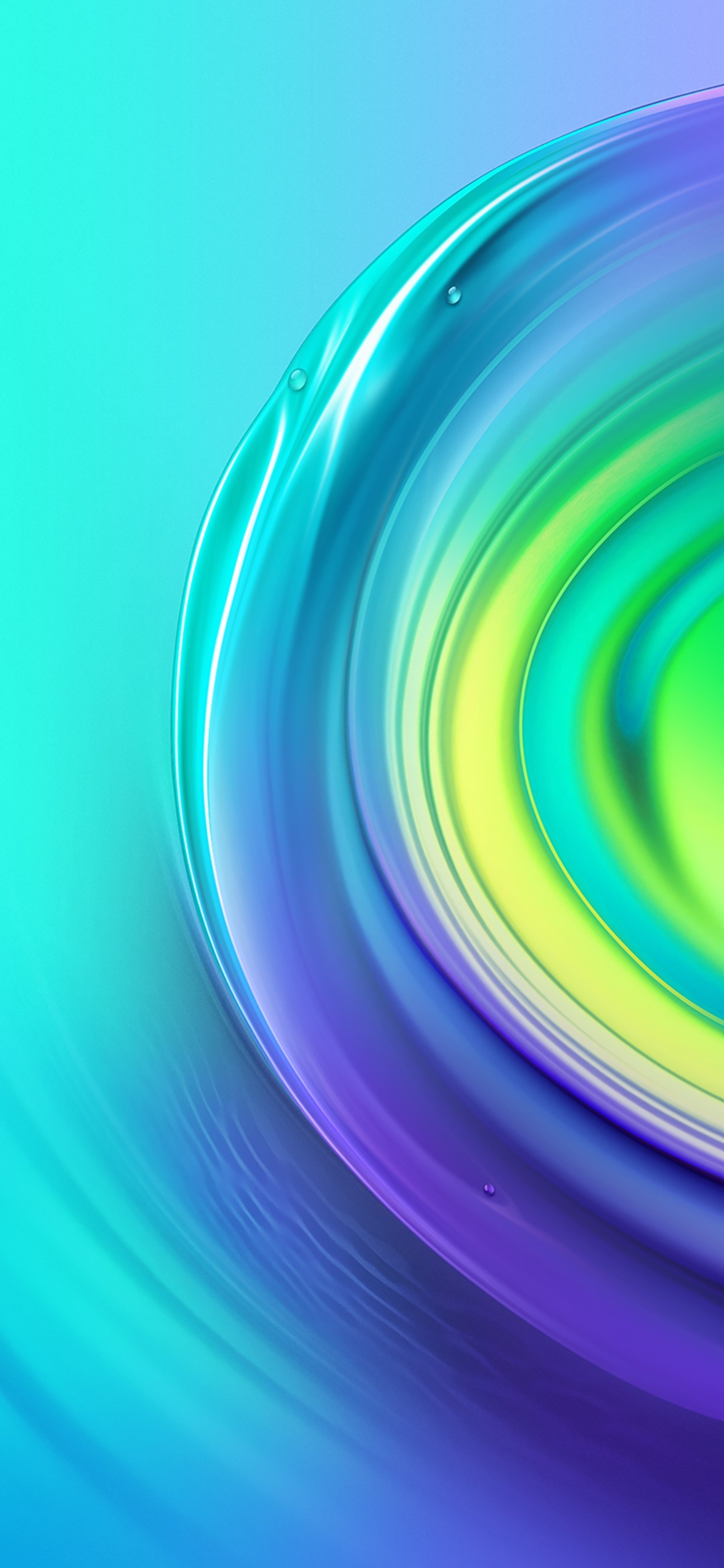 A close up of a colorful circular design on a blue background (tecno, android, smartphone, fhd, fluid)