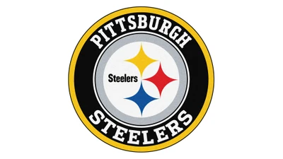 Pittsburgh Steelers Emblem auf weißem Hintergrund - NFL-Teamlogo 4K Hintergrundbild