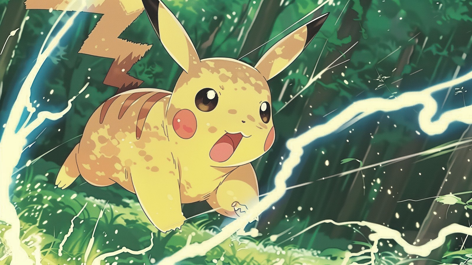 Descargar fondo de pantalla pikachu, rayo, pokemon, anime