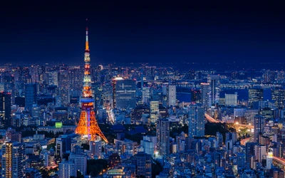 Tour de Tokyo illuminée : un paysage urbain nocturne époustouflant