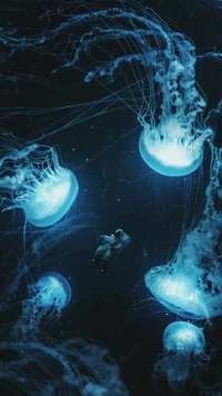 blue jellyfish, jellyfish, water, liquid, marine invertebrates