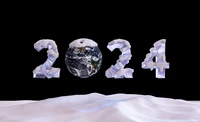 2024 New Year Celebration with Snow-Covered Earth