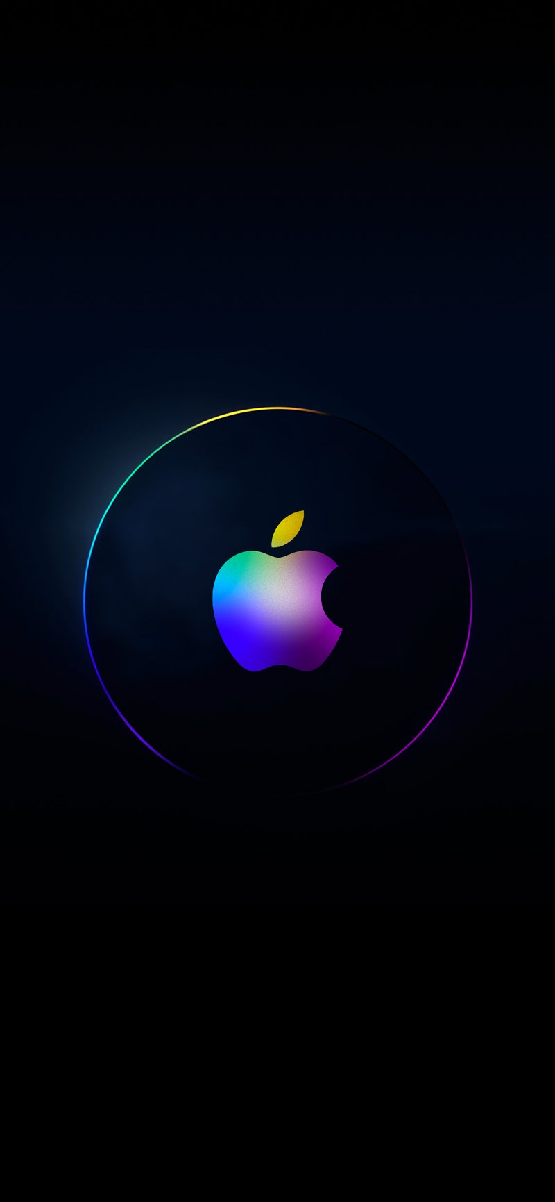 Логотип apple на темном фоне с радужным яблоком (свет, полумесяц, астрономический объект, искусство, газ)