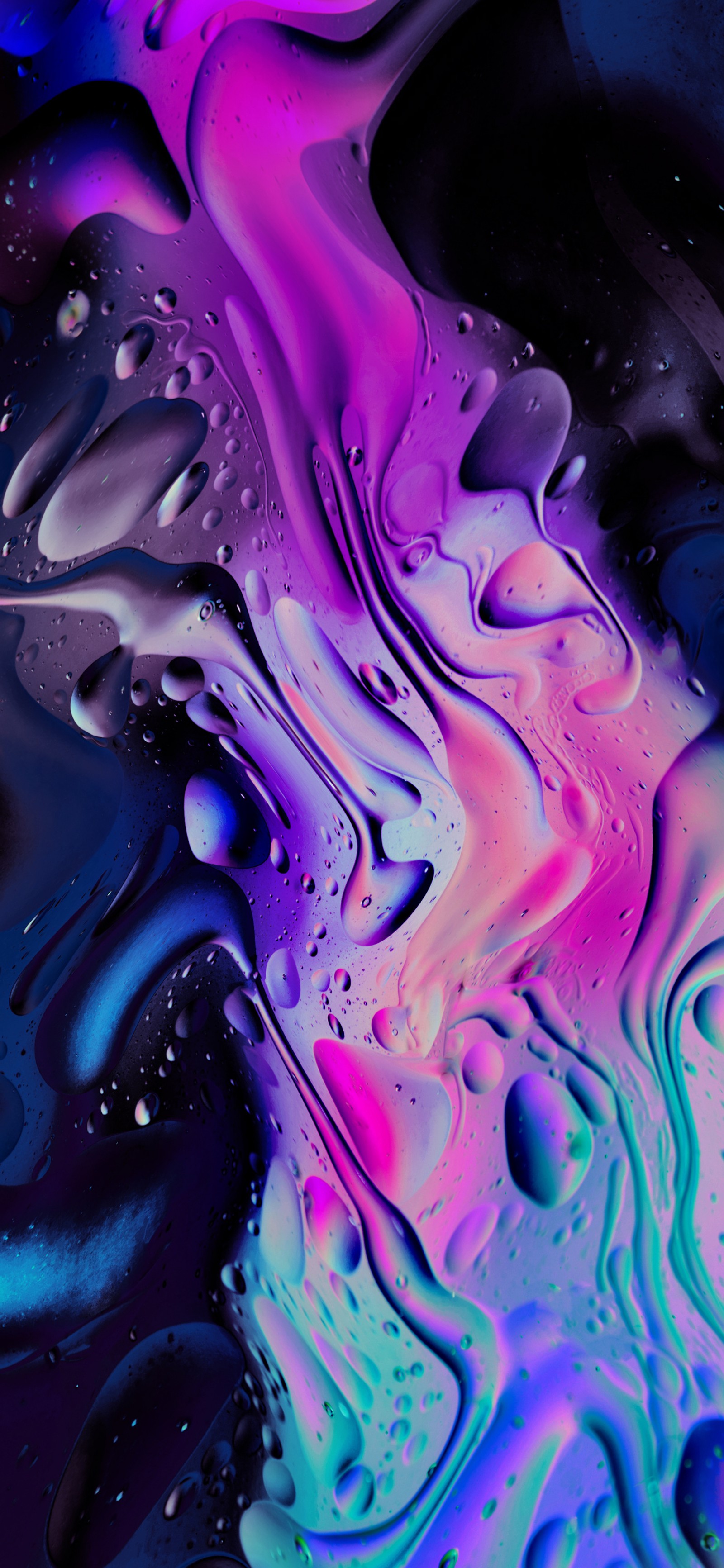 A close up of a colorful liquid substance on a black surface (fractal art, art, painting, abstract art, digital art)