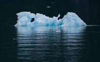 Melting Iceberg in the Arctic Ocean at Night